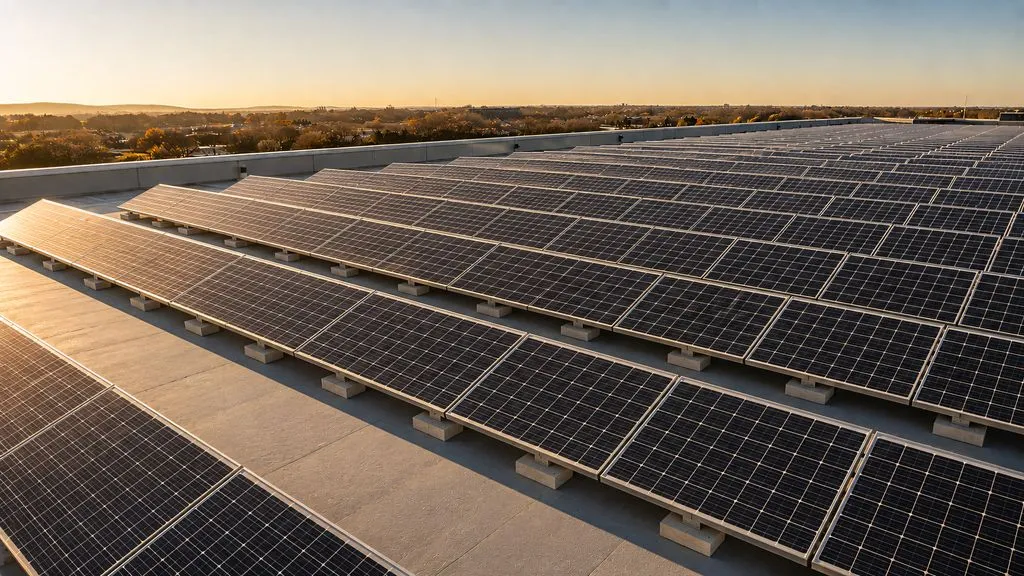 Impianto fotovoltaico su copertura piana di edificio industriale