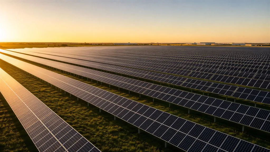Impianto fotovoltaico a terra con moduli su strutture in acciaio