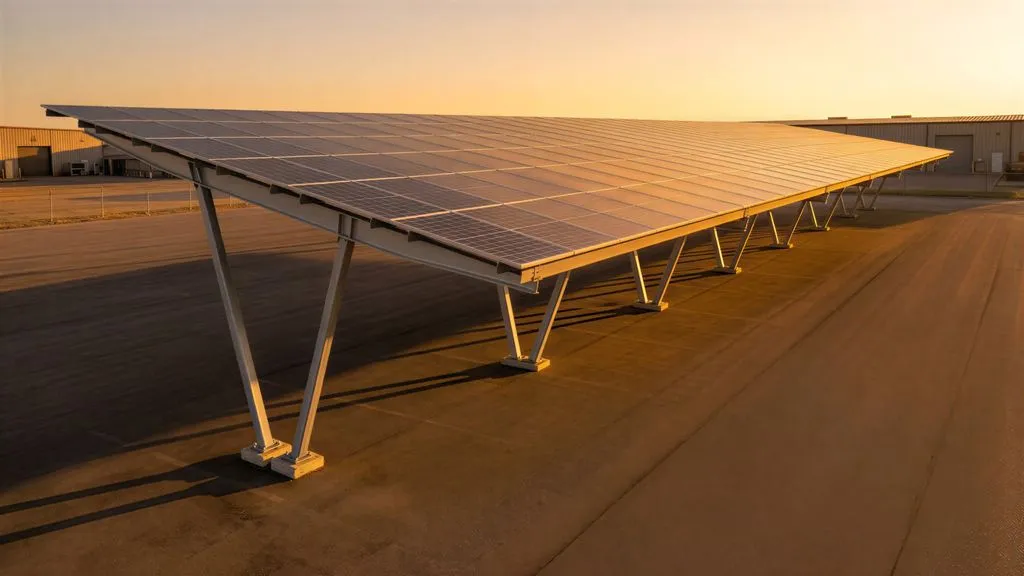 Pensilina fotovoltaica con copertura in moduli su struttura in acciaio